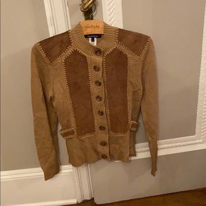 Nanette Lepore wool and suede sweater